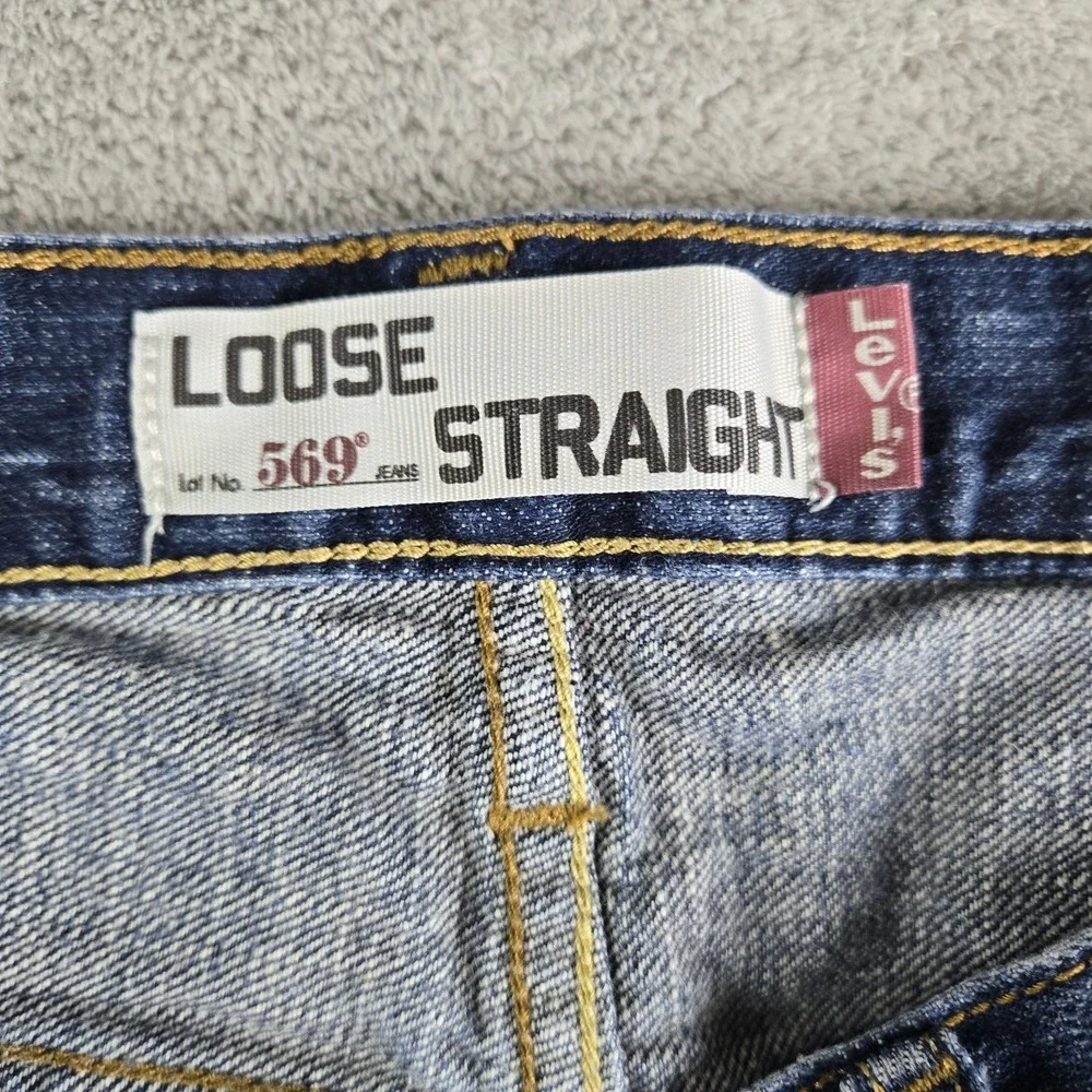 Levis 569 Jeans Mens 36x34 (Fits 34x31) Blue Denim 100% Cotton Loose Straight‎